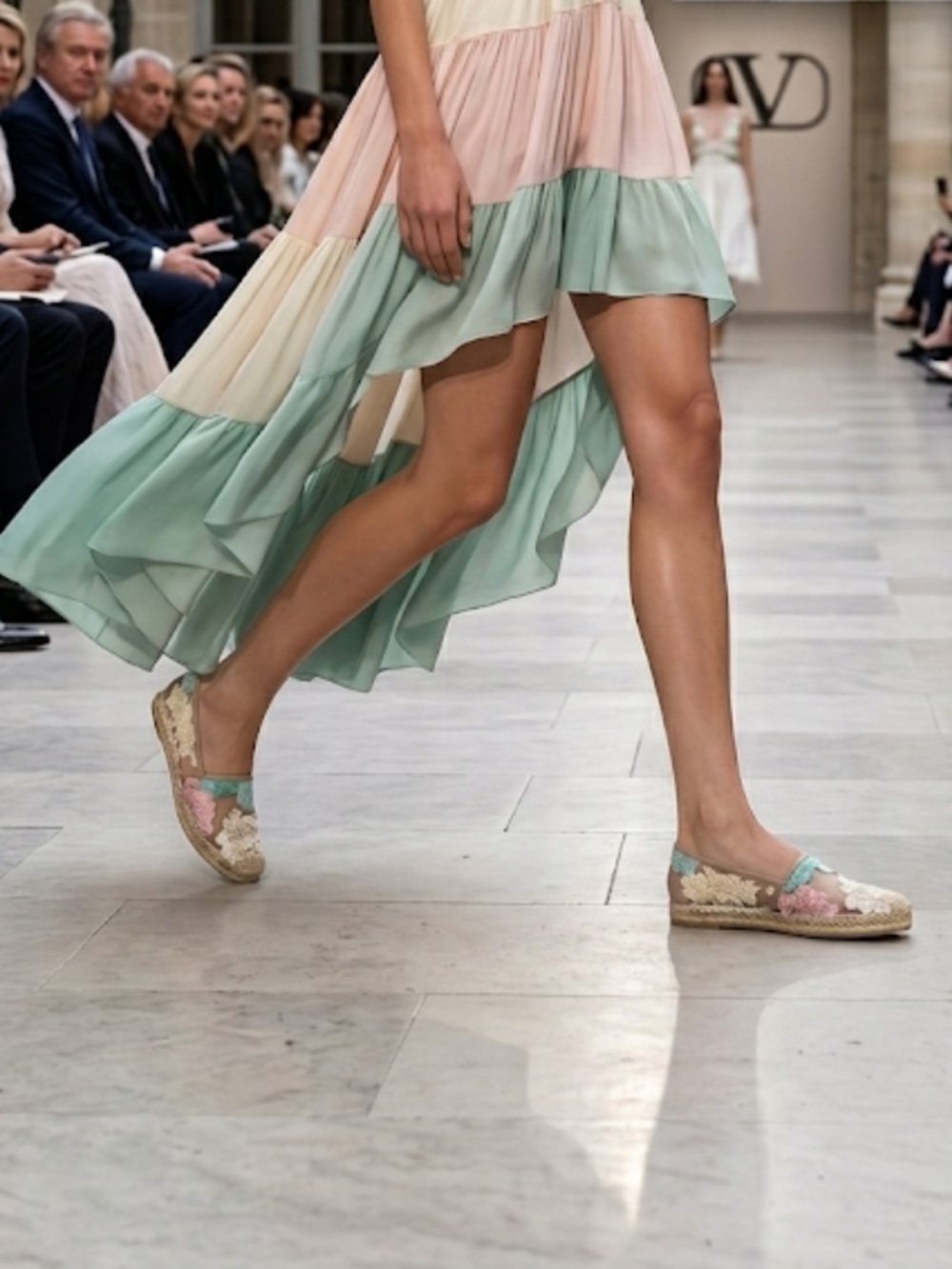 Valentino Pastel Lace Espadrilles in Pink, Blue, Cream